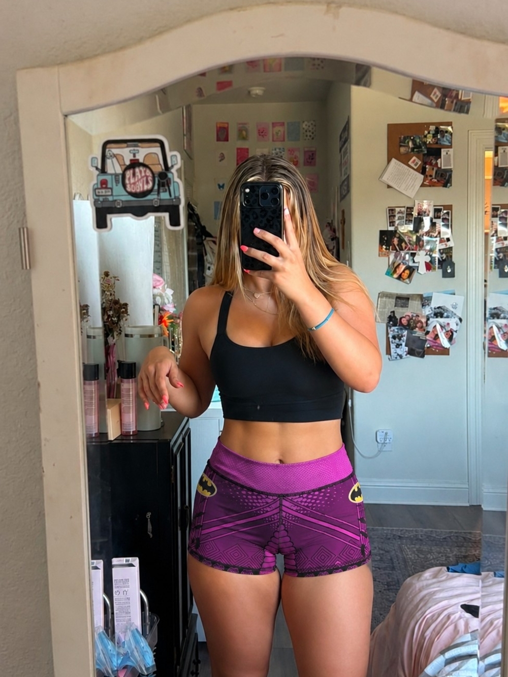 High-Rise Purple Graphic Bike Shorts for Women
